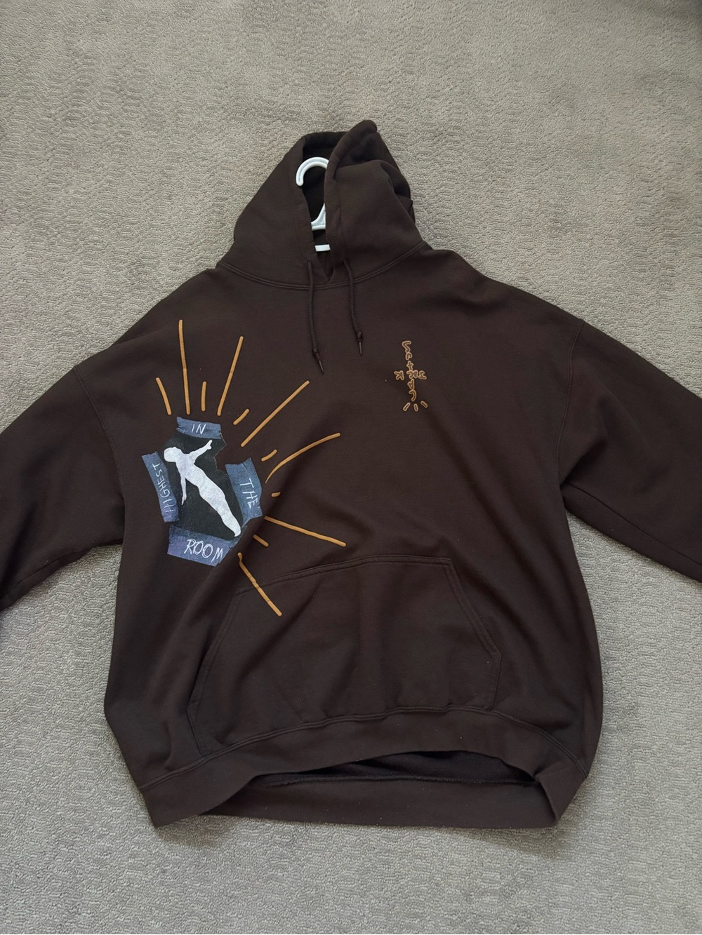 Travis Scott Highest in the Room Brown Graphic Pullover Hoodie